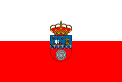 Bandera de Cantabria con el escudo de la Villa de Santander en el centro.