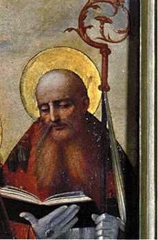 San Agustín. Detalle de la crucifixión. Pintura al fresco de G. B. Benvenuti "el Hortelano" (siglo XVI). Brera, Milán, Italia.