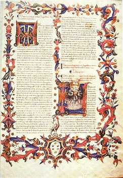 Miniatura de "La Ciudad de Dios". Florencia. Bibl. Med. Laurenziana, Fiesol. 14, c. 11.